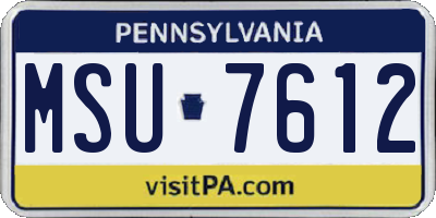 PA license plate MSU7612