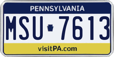 PA license plate MSU7613