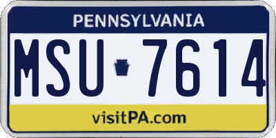 PA license plate MSU7614