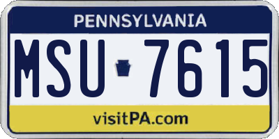 PA license plate MSU7615