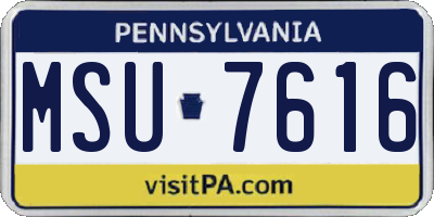 PA license plate MSU7616