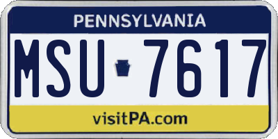 PA license plate MSU7617