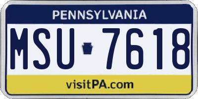 PA license plate MSU7618