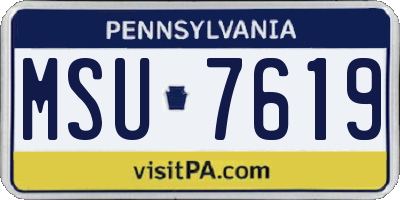 PA license plate MSU7619