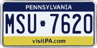 PA license plate MSU7620