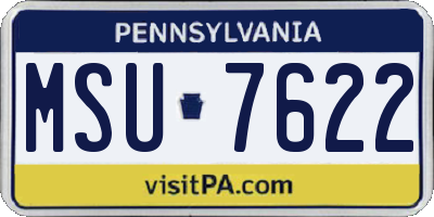 PA license plate MSU7622