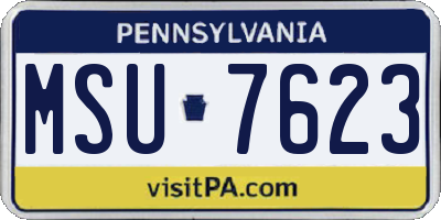 PA license plate MSU7623