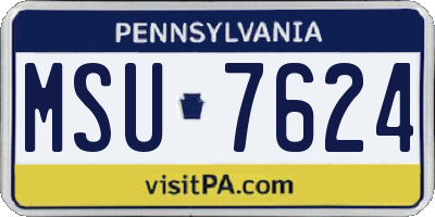 PA license plate MSU7624