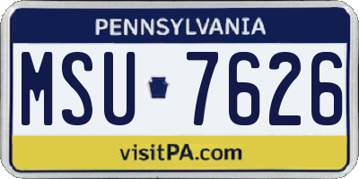 PA license plate MSU7626
