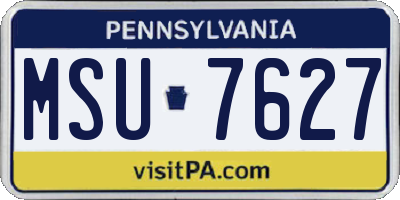 PA license plate MSU7627