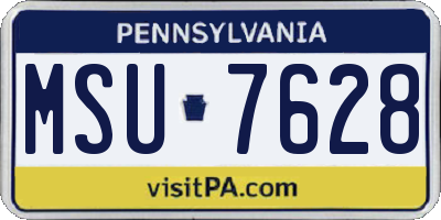 PA license plate MSU7628