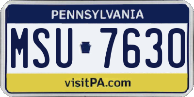 PA license plate MSU7630