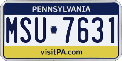 PA license plate MSU7631