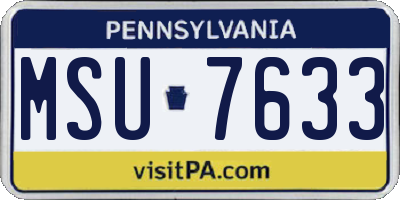 PA license plate MSU7633