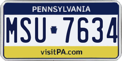 PA license plate MSU7634
