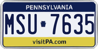 PA license plate MSU7635