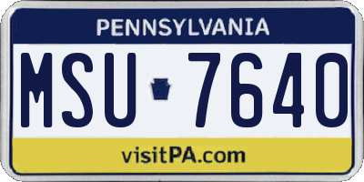 PA license plate MSU7640