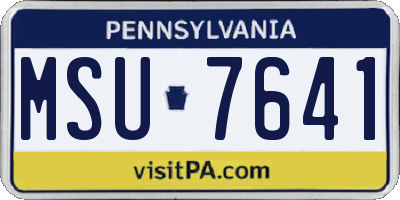 PA license plate MSU7641