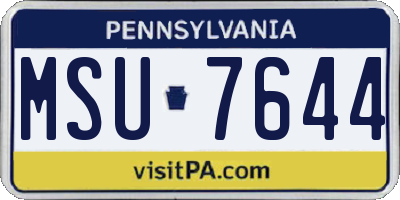 PA license plate MSU7644