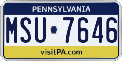 PA license plate MSU7646