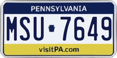 PA license plate MSU7649