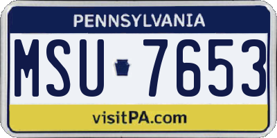 PA license plate MSU7653
