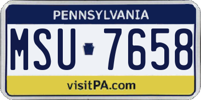 PA license plate MSU7658