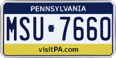 PA license plate MSU7660