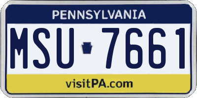 PA license plate MSU7661