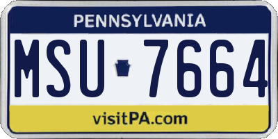 PA license plate MSU7664