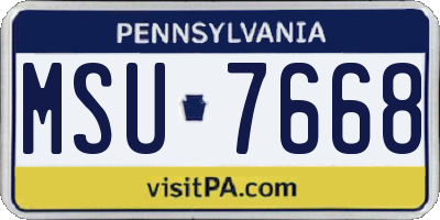 PA license plate MSU7668