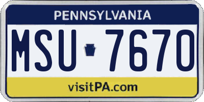 PA license plate MSU7670