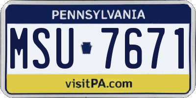 PA license plate MSU7671
