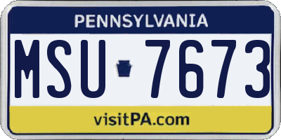 PA license plate MSU7673