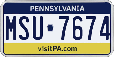 PA license plate MSU7674