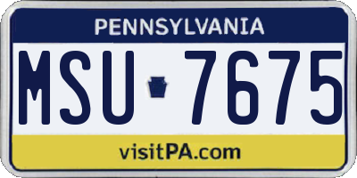 PA license plate MSU7675