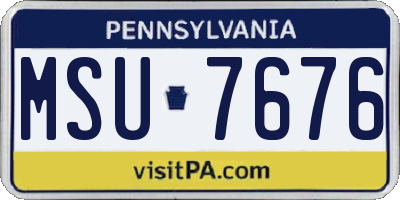 PA license plate MSU7676