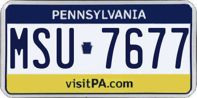 PA license plate MSU7677