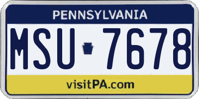 PA license plate MSU7678