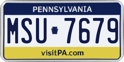 PA license plate MSU7679