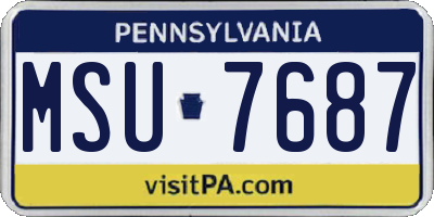 PA license plate MSU7687