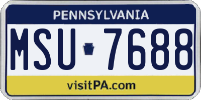 PA license plate MSU7688