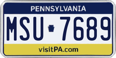 PA license plate MSU7689