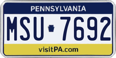 PA license plate MSU7692