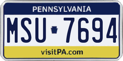 PA license plate MSU7694