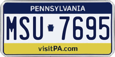 PA license plate MSU7695
