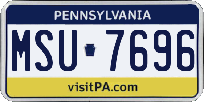 PA license plate MSU7696