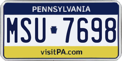 PA license plate MSU7698