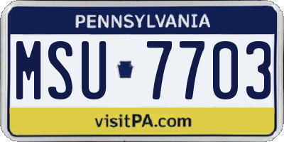 PA license plate MSU7703