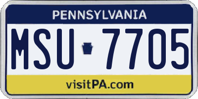 PA license plate MSU7705